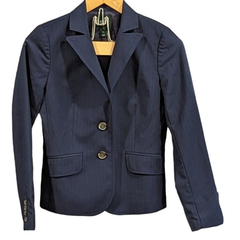 J. Crew Factory Suiting Navy Pinstripe Blazer Size 0